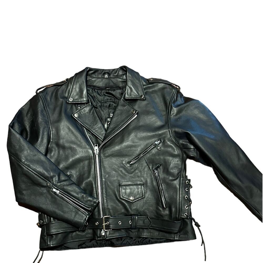 USA Bikers Dream Apparel Mens 48 Black Leather Motorcycle Jacket/Coat Thinsulate